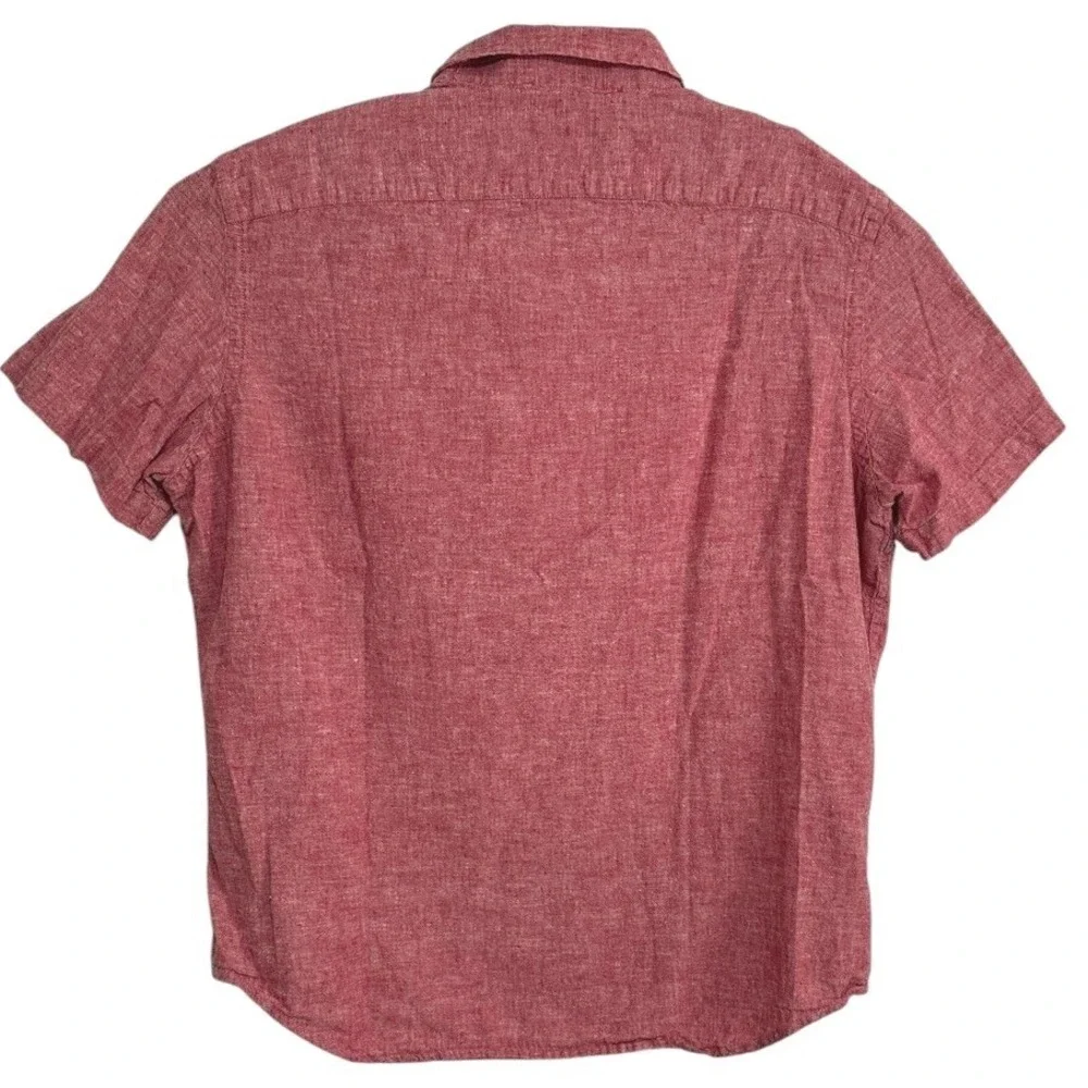 Banana Republic Linen Blend Shirt Men Red Short Sleeve Button Coastal Preppy L